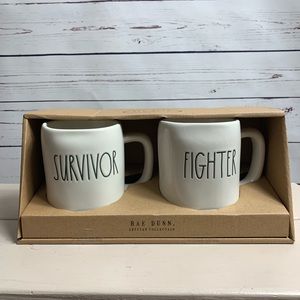 Rae Dunn SURVIVOR FIGHTER mug set
